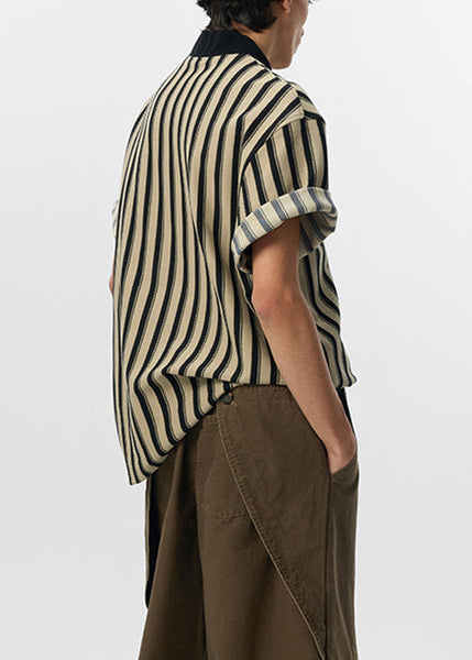 Letter Cotton Shirt Grey Summer Striped Men Art T FashionChic