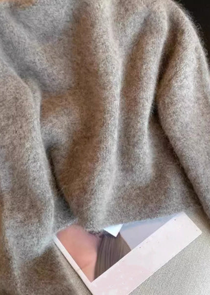 Art Grey Zip Up Double Breast Knit Coats Spring YW049 ABC