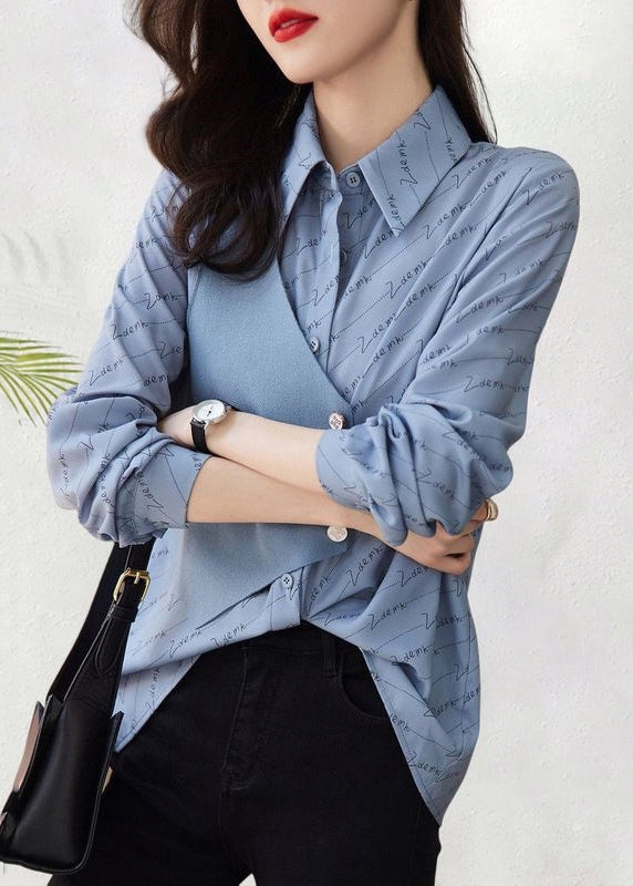 Asymmetrical Patchwork Blouse Cotton Print Art Fall Khaki FashionChic