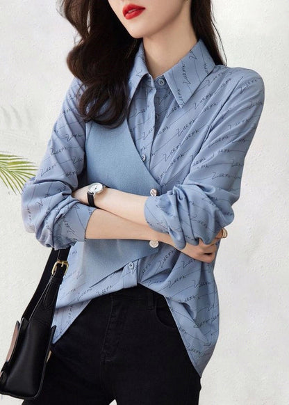 Asymmetrical Patchwork Blouse Cotton Print Art Fall Khaki FashionChic