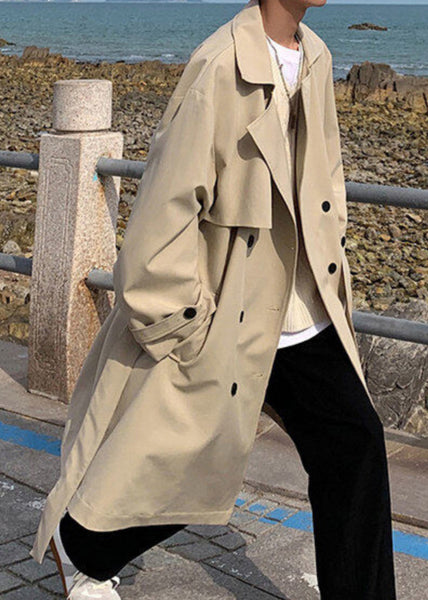 Art Khaki Double Breast Pockets Cotton Men Trench Spring YQ018 ABC