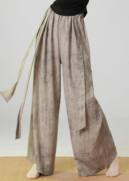 Art Khaki Oversized Tie Dye Linen Pants Trousers Spring MZF-LPTS250315