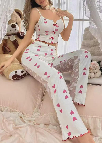 And Light Art Tulle Patchwork Print Purple Trousers Vest FashionChic