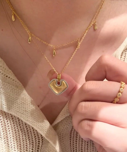 Art Orange Sterling Silver Overgild Zircon Heart Shaped Charm Bracelet QI061 JEW-BRA240928