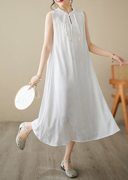 Art Orange Tasseled Jacquard Silk Dress Sleeveless TM038 ABC