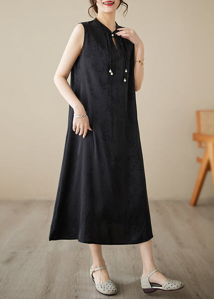 Art Orange Tasseled Jacquard Silk Dress Sleeveless TM038 ABC