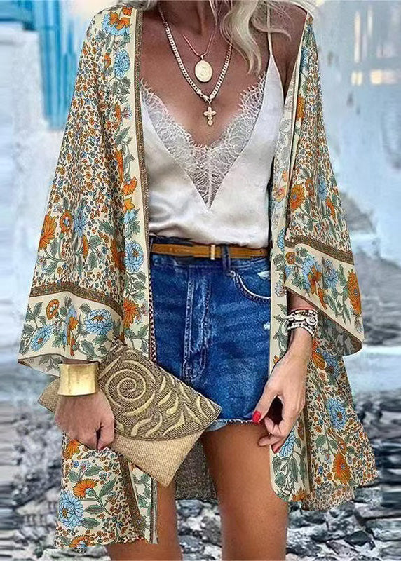 Cotton Art Oversized Print Summer 50+ Beach UPF Cardigans FashionChic