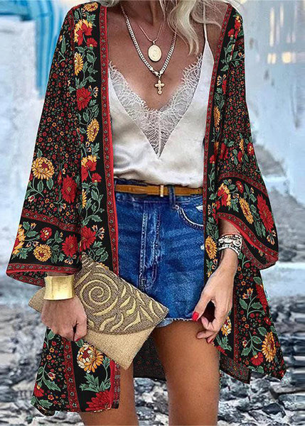 Cotton Art Oversized Print Summer 50+ Beach UPF Cardigans FashionChic