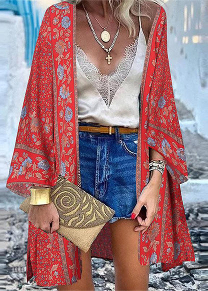 Cotton Art Oversized Print Summer 50+ Beach UPF Cardigans FashionChic