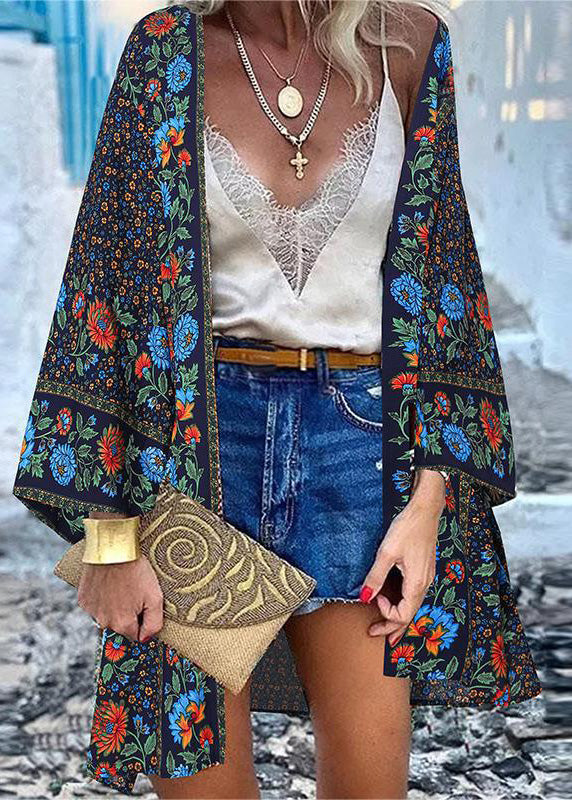 Cotton Art Oversized Print Summer 50+ Beach UPF Cardigans FashionChic