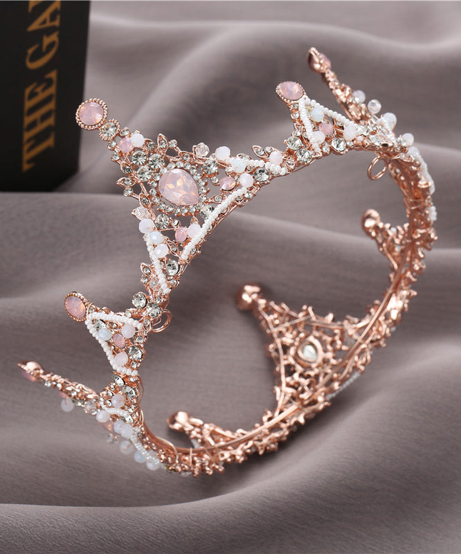 Art Pink Alloy Inlaid Zircon Crystal Beads Kids Crown IU044 TZ-FQ-HAI240802