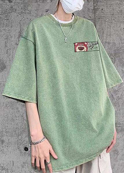 Half T Sleeve Cotton Shirts Pink Art Men Print Cartoon FashionChic