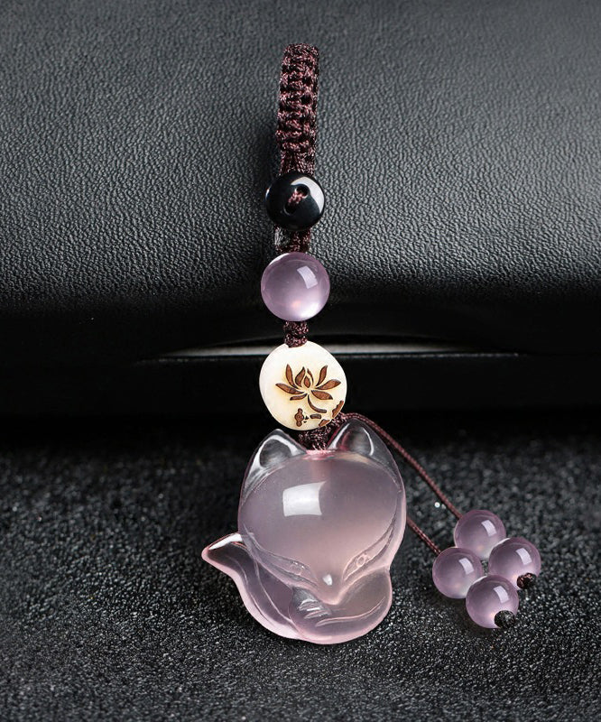 Art Pink Crystal fox Phone Chains QU028 JEW-PEN241007