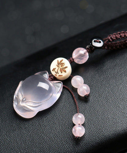 Art Pink Crystal fox Phone Chains QU028 JEW-PEN241007