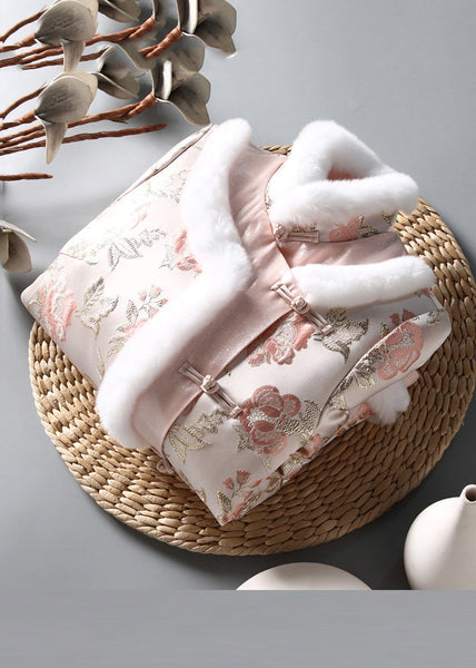 Art Pink Embroidery Button Patchwork Parkas Winter RZ017 ABC