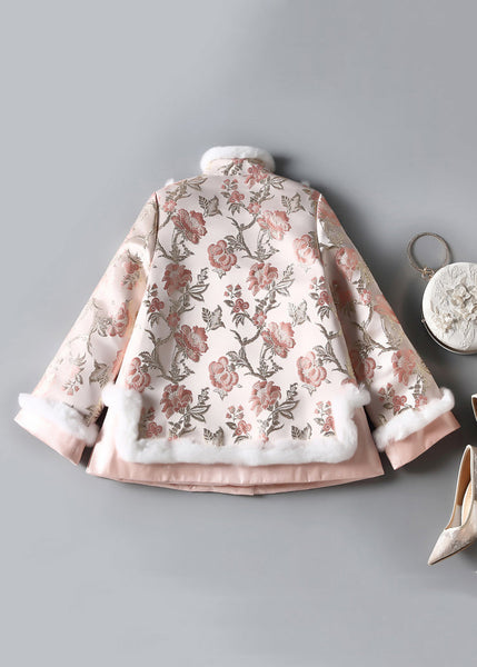 Art Pink Embroidery Button Patchwork Parkas Winter RZ017 ABC