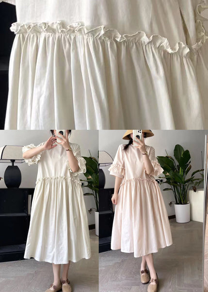 Art Pink O-Neck Wrinkled Long Dresses Summer BV031 MZF-SDL240702