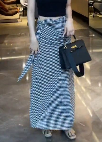 Waist Skirts Art Lace Cotton High Summer Up Plaid FashionChic