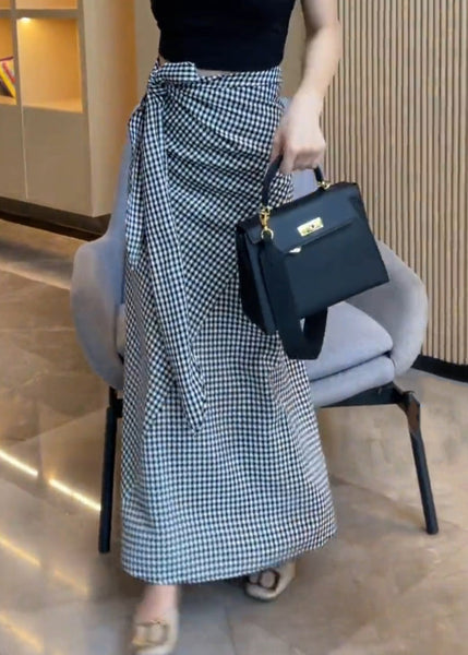 Waist Skirts Art Lace Cotton High Summer Up Plaid FashionChic