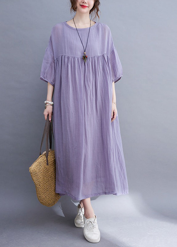 Art Purple Patchwork Long Beach Dress Summer UU018 OM-MM240820