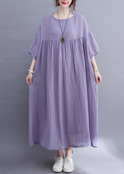 Art Purple Patchwork Long Beach Dress Summer UU018 OM-MM240820