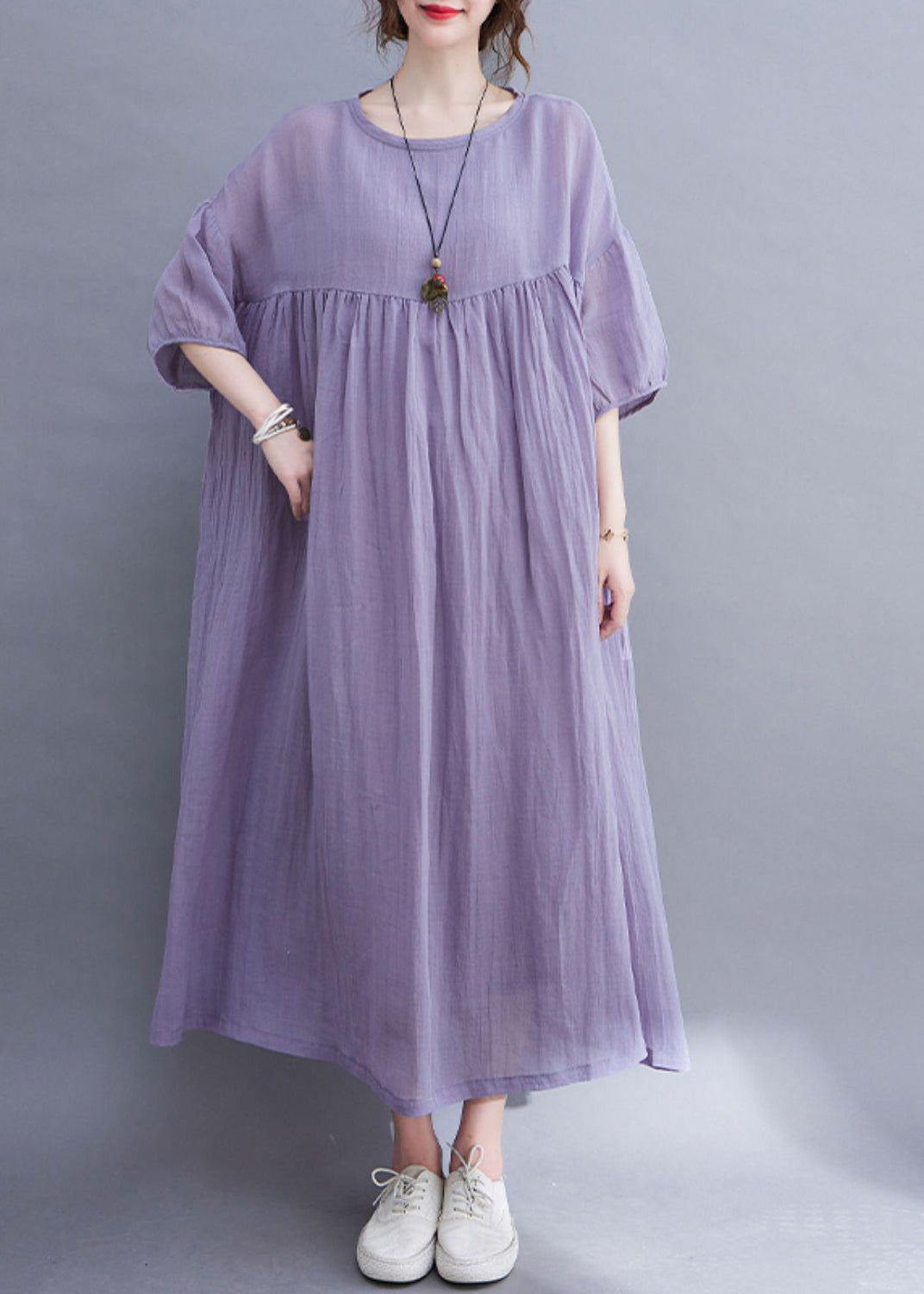 Art Purple Patchwork Long Beach Dress Summer UU018 OM-MM240820