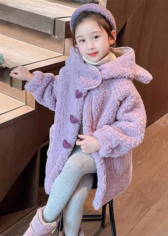 Art Purple Patchwork Pockets Faux Fur Girls Hoodie Long Coat Winter WL033 MM-RCTZ-CGTS241120