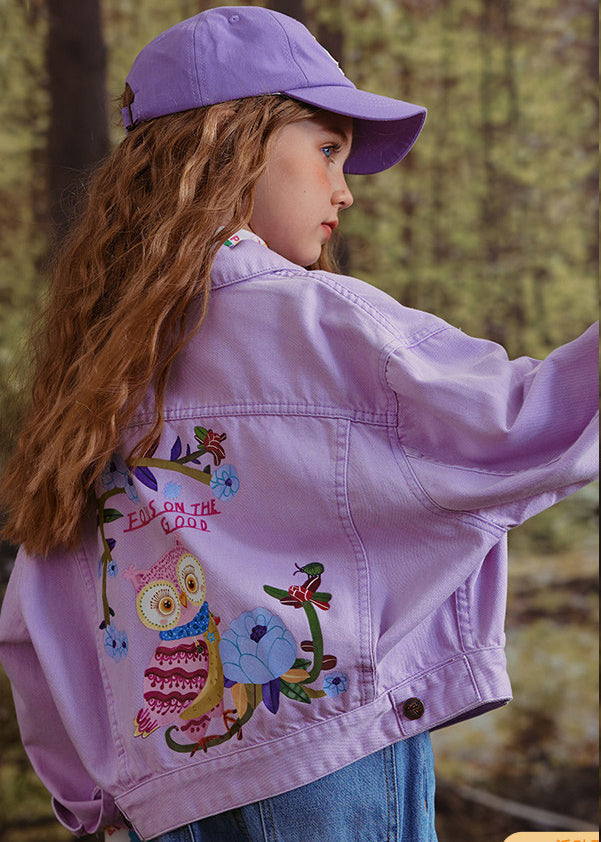 Art Purple Peter Pan Collar Patchwork Kids Coat Fall QV052 MM-RCTZCGTS241026