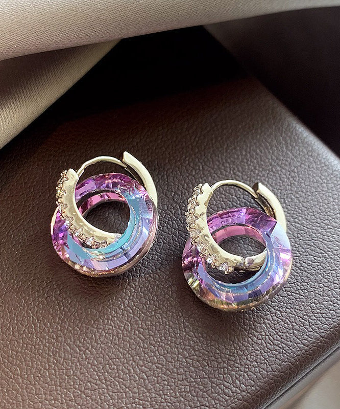 Art Rainbow Copper Alloy Zircon Circle Hoop Earrings WZ004 ABC