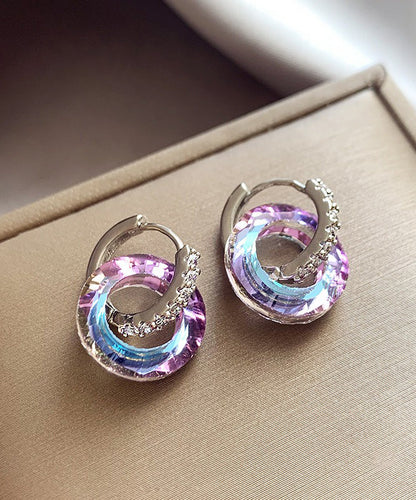 Art Rainbow Copper Alloy Zircon Circle Hoop Earrings EY008 ABC