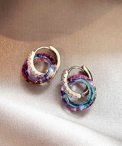 Art Rainbow Copper Alloy Zircon Circle Hoop Earrings EY008 ABC