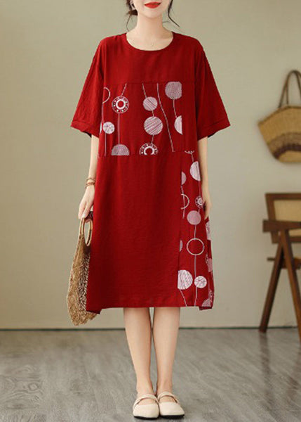 Art Red Dot Patchwork Maxi Dress Summer GH1068 Ada Fashion