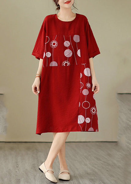 Art Red Dot Patchwork Maxi Dress Summer GH1068 Ada Fashion