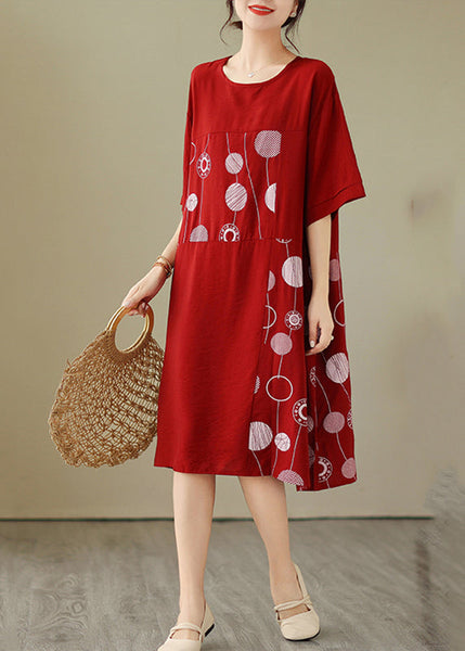 Art Red Dot Patchwork Maxi Dress Summer GH1068 Ada Fashion
