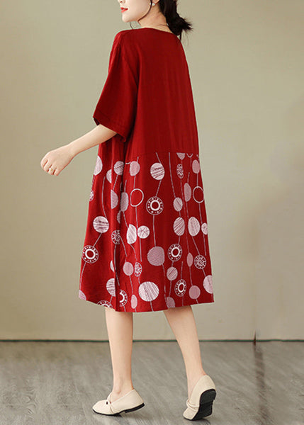 Art Red Dot Patchwork Maxi Dress Summer GH1068 Ada Fashion