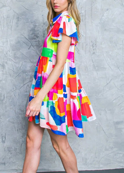 Art Red Peter Pan Collar Button Cotton Shirts Dress Summer AU1017 OM-ZS240902