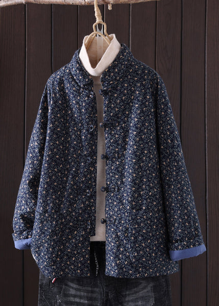 Art Red Print Button Pockets Thick Coat Winter QG036 OM-DJK241016