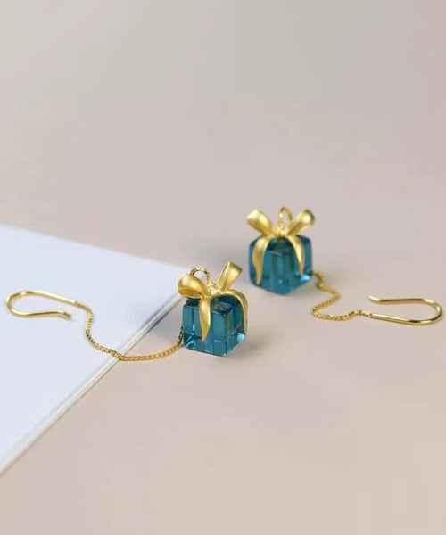 Art Red Sterling Silver Overgild Agate Bow Tassel Drop Earrings PO033 JEW-EAR240729