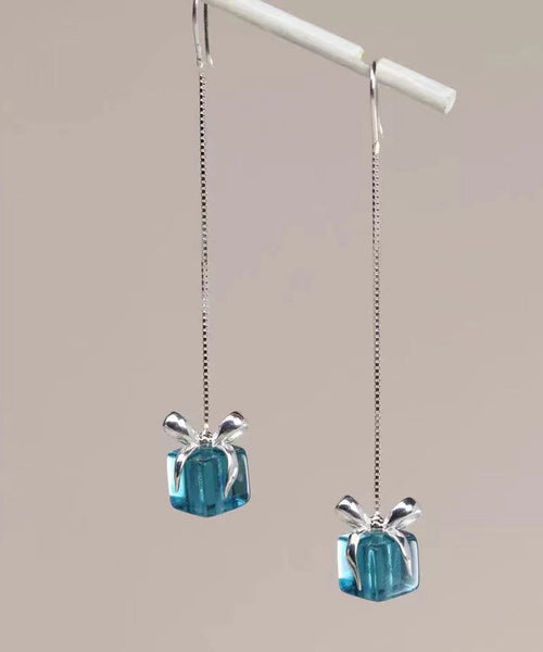 Art Red Sterling Silver Overgild Agate Bow Tassel Drop Earrings PO033 JEW-EAR240729