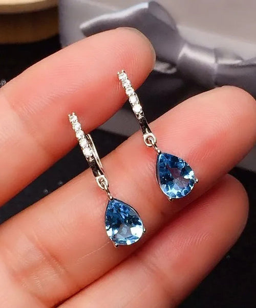 Art Red Sterling Silver Overgild Inlaid Gem Stone Zircon Drop Earrings AC1052 Genistyle Shop