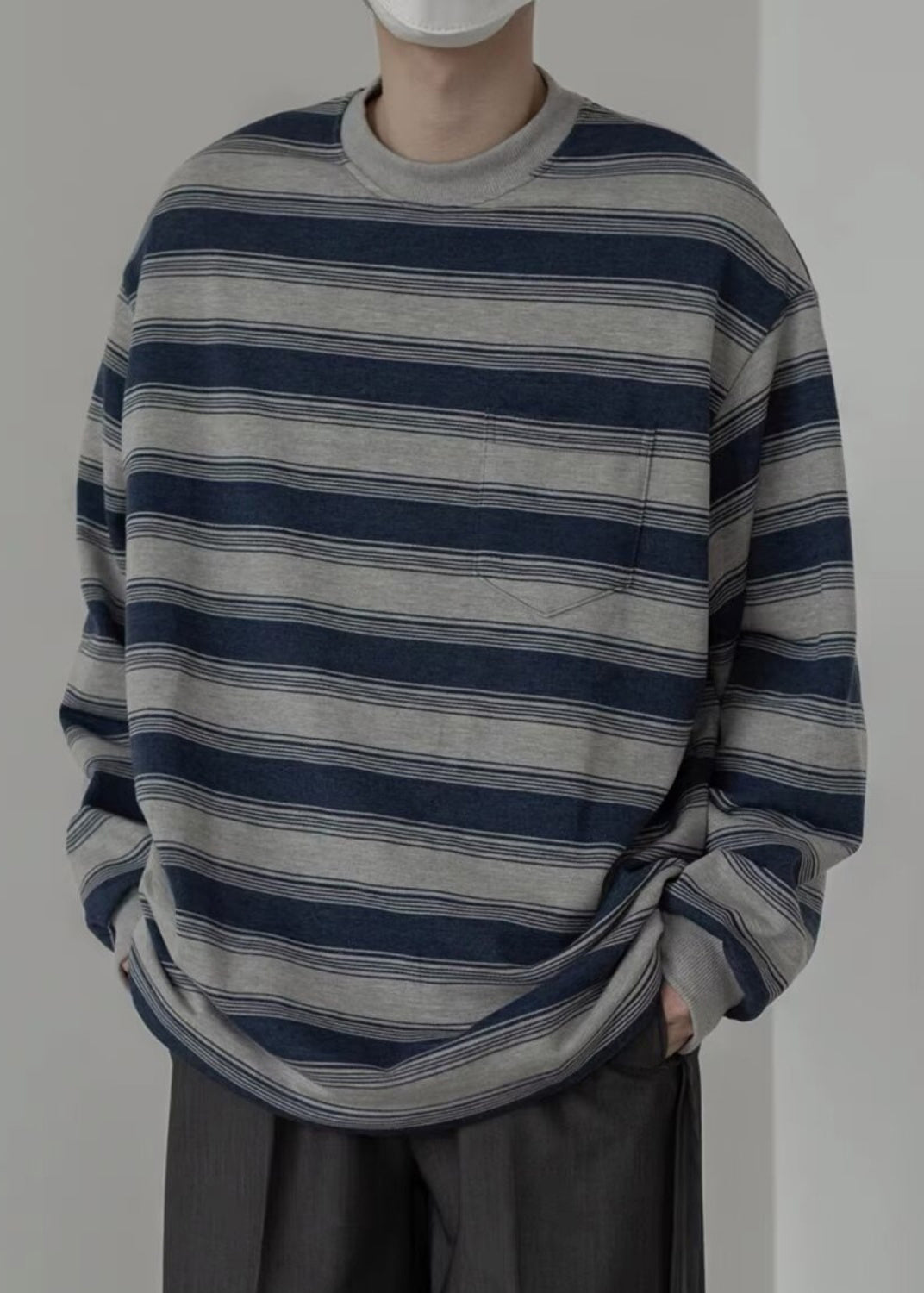 Men Art O-Neck Striped Pullover Cotton Spring Shirt T FashionChic