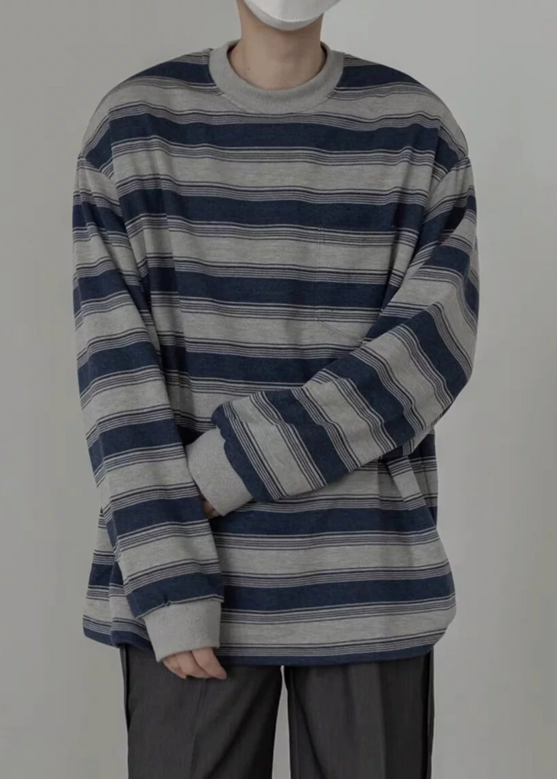 Men Art O-Neck Striped Pullover Cotton Spring Shirt T FashionChic