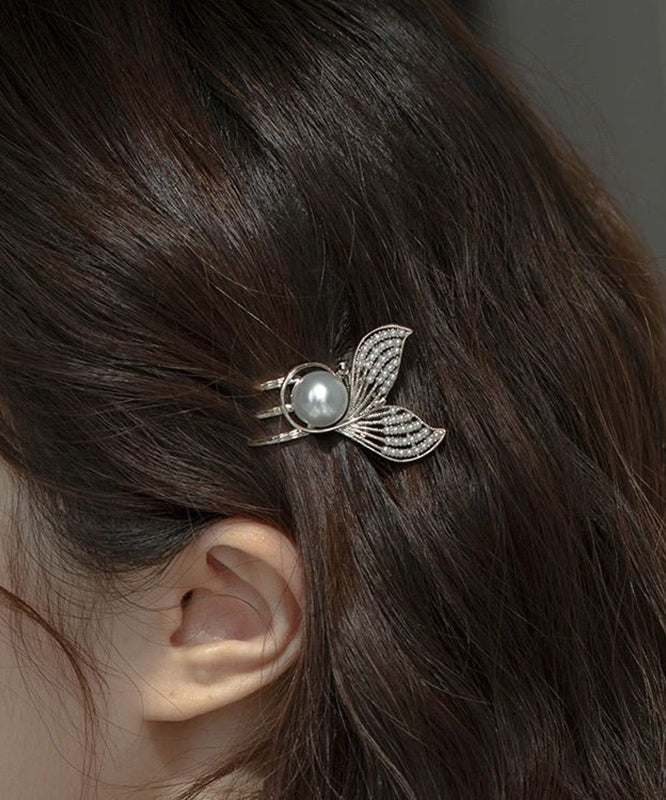 Art White Alloy Pearl Mermaid Hairpin WI008 JEW-HAI241105