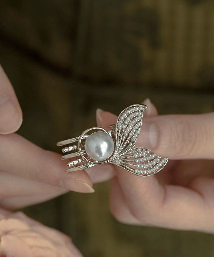 Art White Alloy Pearl Mermaid Hairpin WI008 JEW-HAI241105