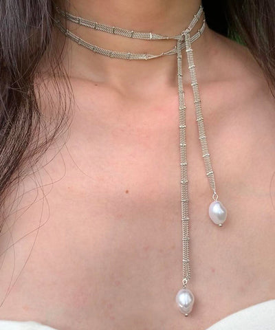 Art White Copper Overgild Lace Pearl Tassel Pendant Necklace YR001 ABC