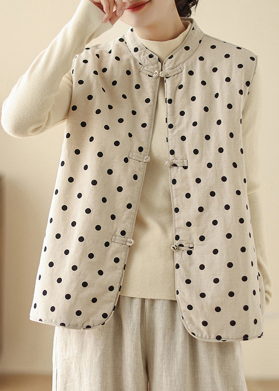 Art White Dot Chinese Button Fine Cotton Filled Vests Spring TM014 ABC