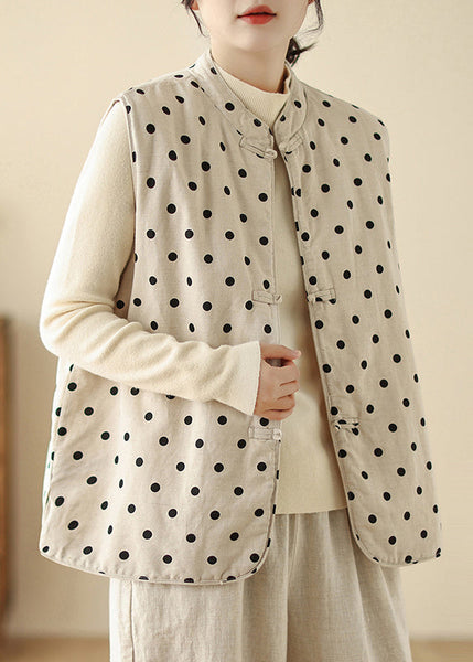 Art White Dot Chinese Button Fine Cotton Filled Vests Spring TM014 ABC