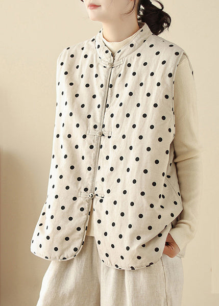 Art White Dot Chinese Button Fine Cotton Filled Vests Spring TM014 ABC