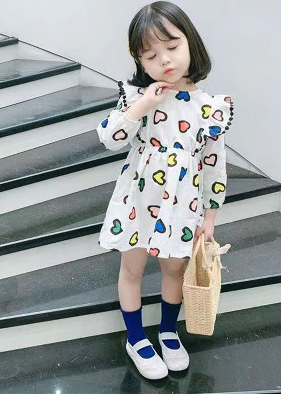 Art White O-Neck Print Girls Mid Dress Long Sleeve SS1052 MM-RCTZ-FDM240601