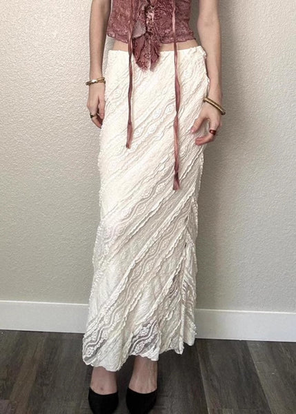 High White Summer Art Side Lace Skirts Open Waist FashionChic